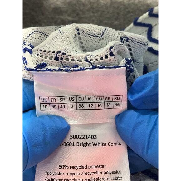 NWOT REMAIN 3d Wave Knit Polo Slit Dress Blue Chevron Collared 8 - Picture 5 of 5